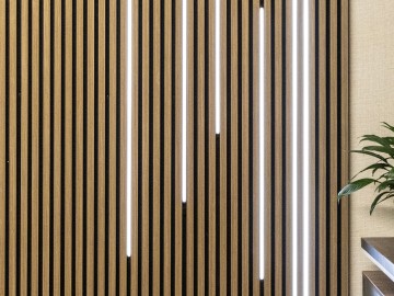 LED strip for acoustic slat wall panel
