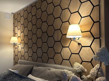 Hexagon Wooden Wall Panel For Interior Home Decoration