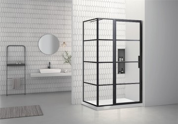 PT07-8mm Pivot Shower Door For Rectangle in Matt Black