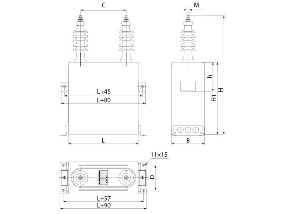 Condensateur de filtrage 4 kV~14 kV AC 50 Hz 3 sul