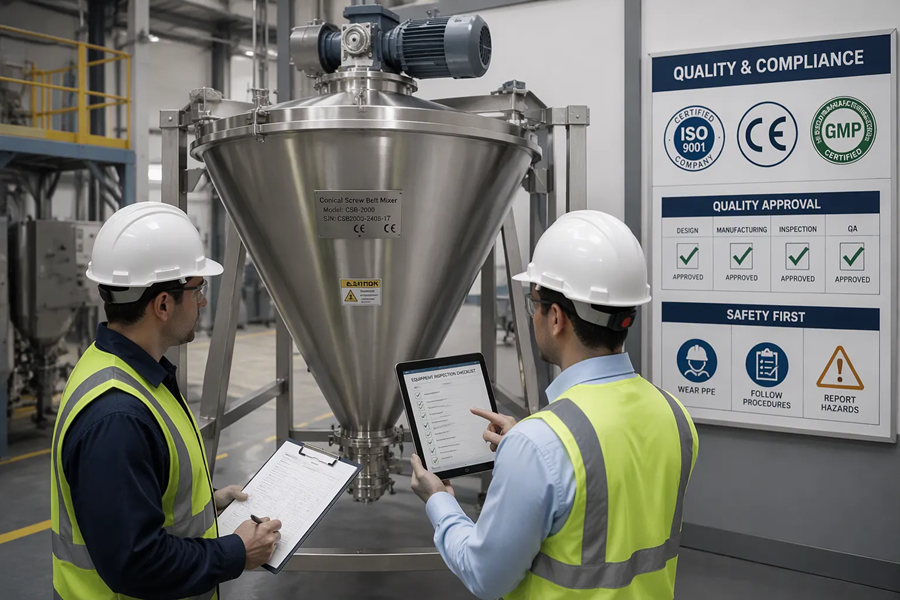 What Factory Qualifications and Certifications Need to Be Verified Before Ordering Conical Screw Belt Mixer?