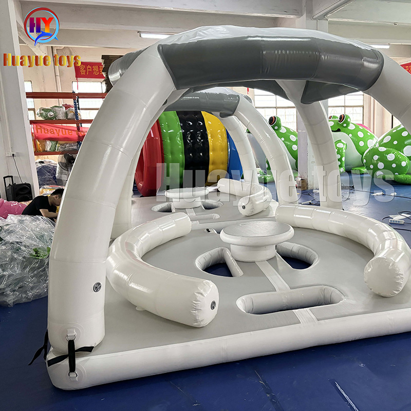 Hot Summer Water Play Equipment LargeFloating Water Platform lsland Inflatable Party Boatfor Leisure