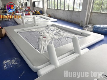 Large PVC Inflatable Floating Pool for Ocean, Lake & Beach – Heavy-Duty Blow-Up Swim Platform with Handles