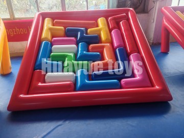 Juego de rompecabezas Tetris inflable de PVC - Juego gigante para el suelo, ideal para actividades de trabajo en equipo, fiestas infantiles y actividades al aire libre. Baldosas antideslizantes y duraderas, fáciles de limpiar.