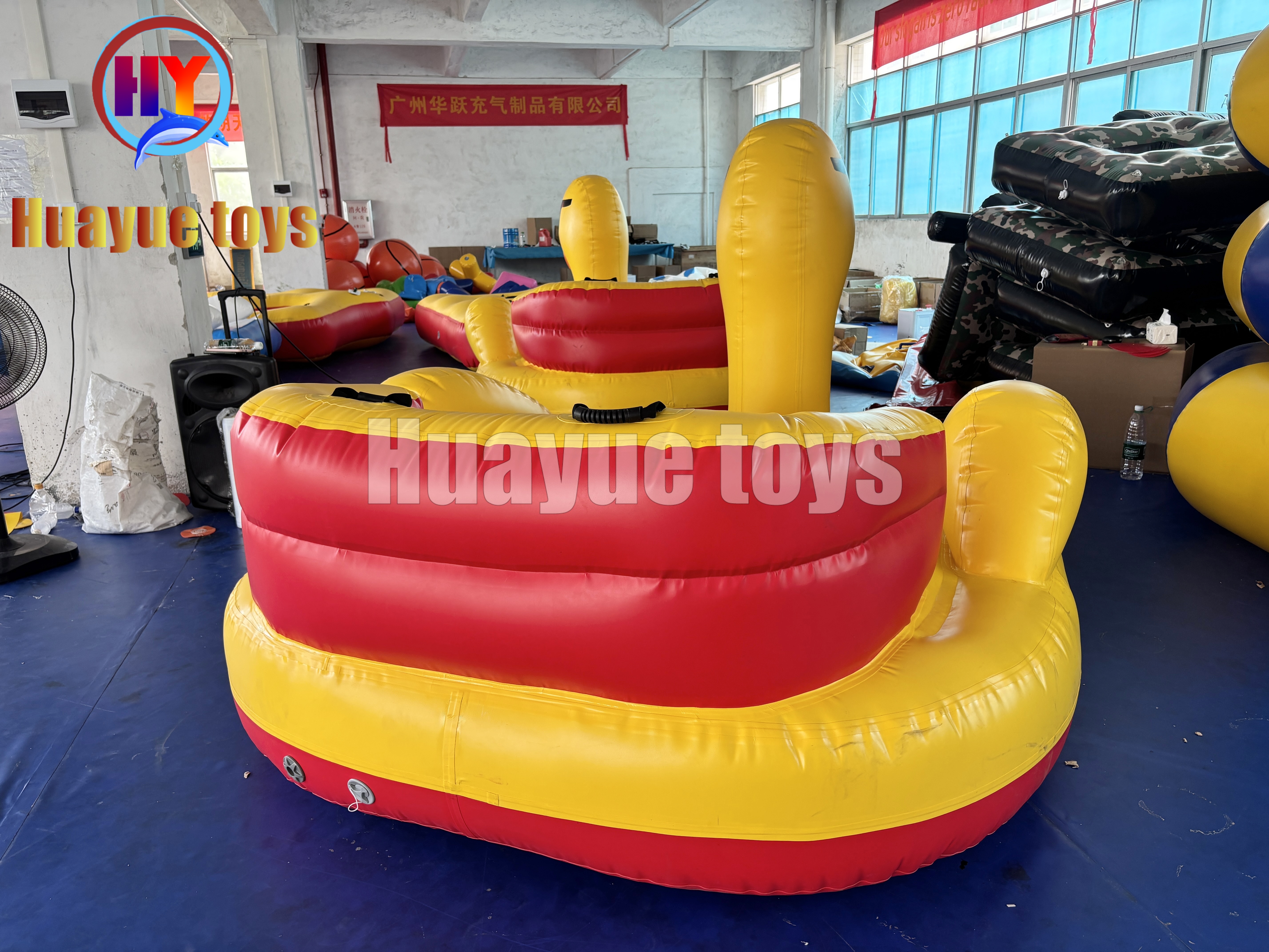 华悦充气海上拖曳鸭子船趣味湖泊漂浮游乐设施-产品