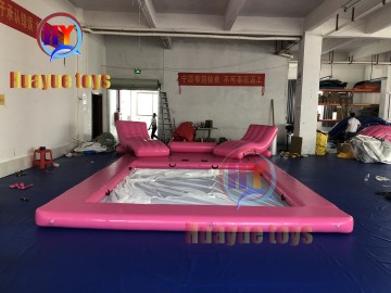 Inflatable Pink Pool with Lounge Chair