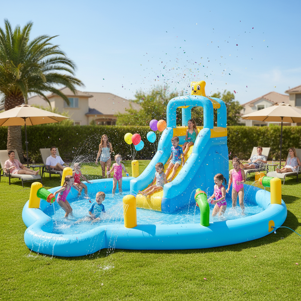 Inflatable Pool With Slide For Kids Birthday Parties And Family Events