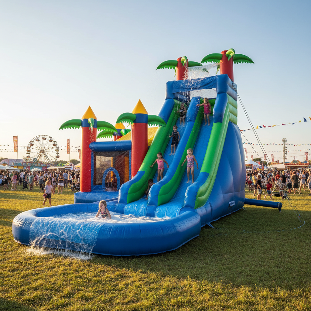 Bounce House With Water Slide For Outdoor Festivals And Public Events