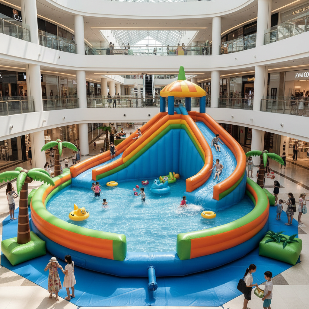 Inflatable Pool With Slide For Shopping Mall Promotions And Brand Activations