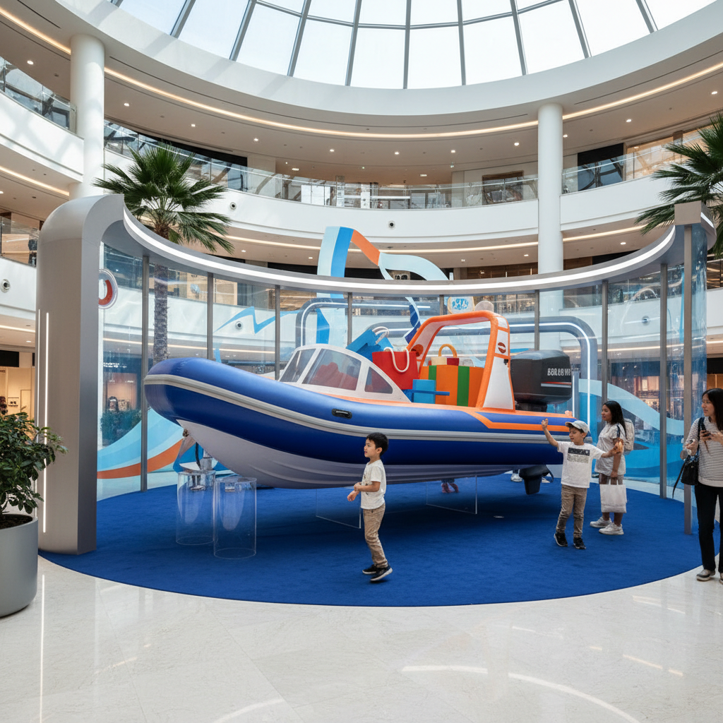 Inflatable Boat With Motor For Shopping Mall Promotions And Brand Activations