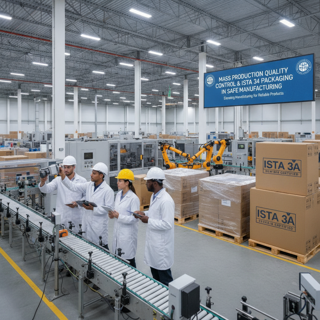 Contrôle qualité de la production de masse et emballage ISTA 3A en production sûre