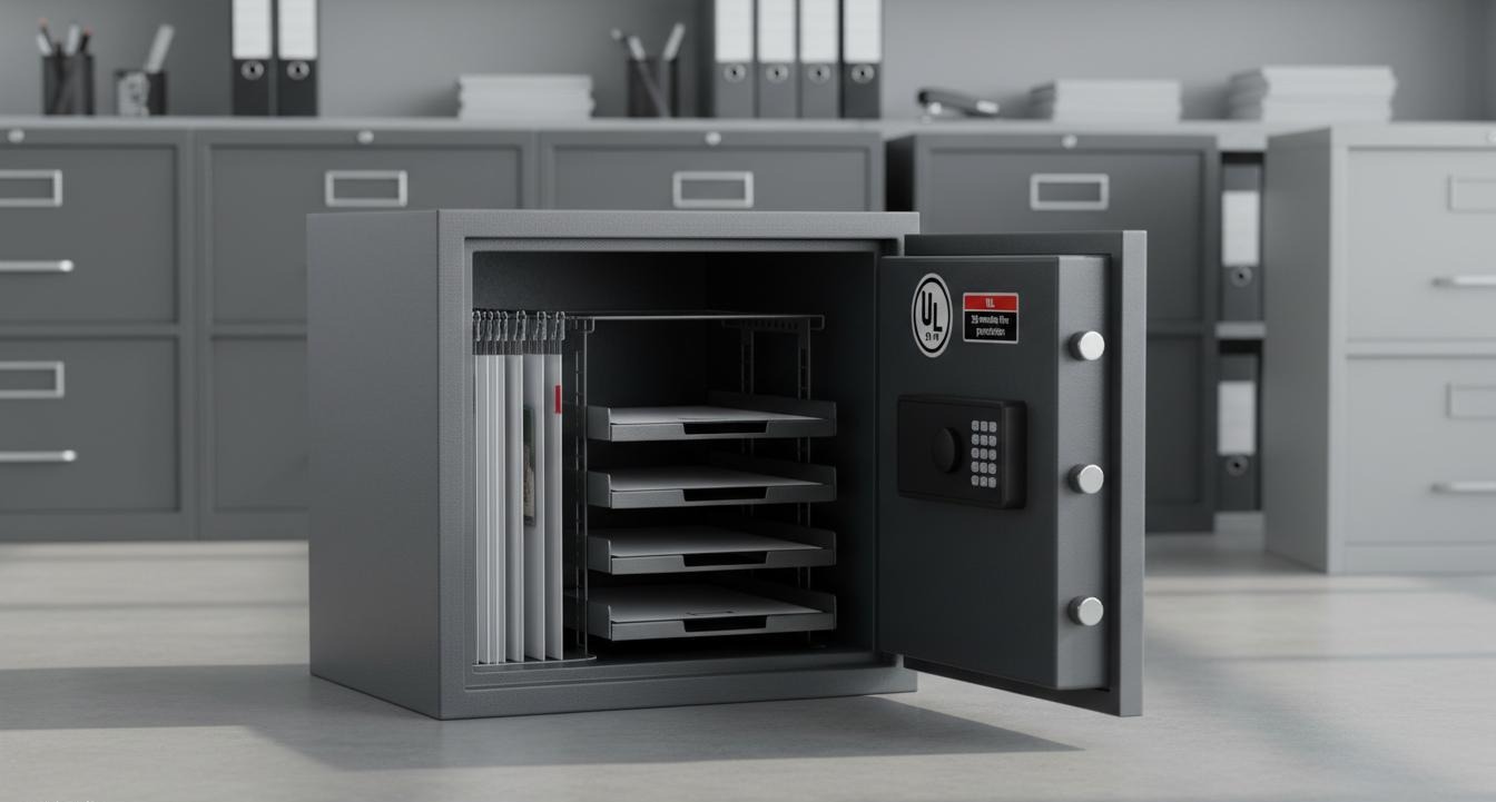 Fireproof Document Safe Wholesale: 30-Minute UL Rating and A4 File Compartments for Office Suppliers