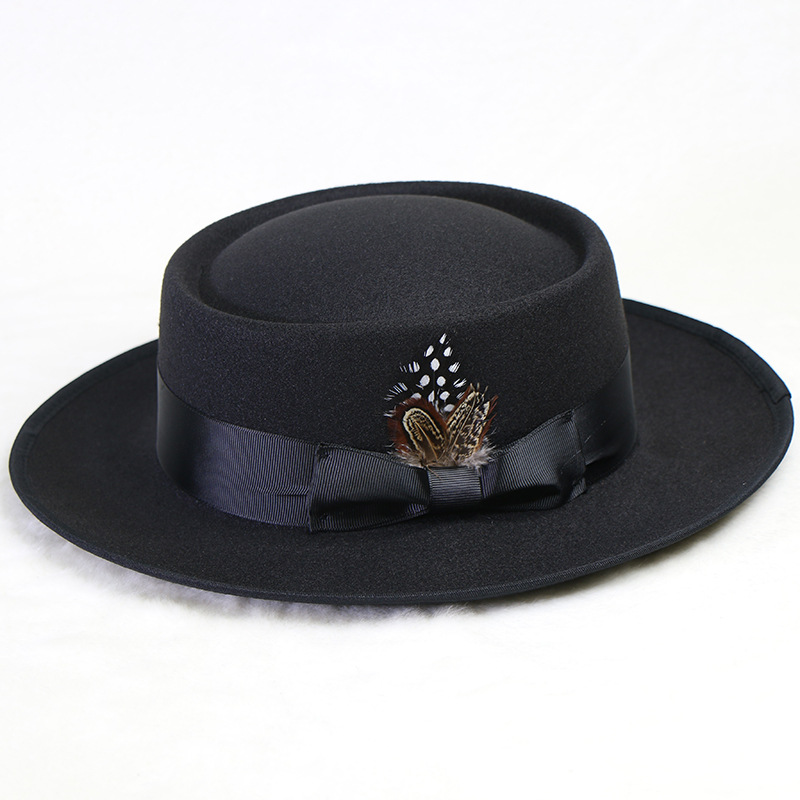 Pork Pie Felt Fedora Hat Supplier With Feather