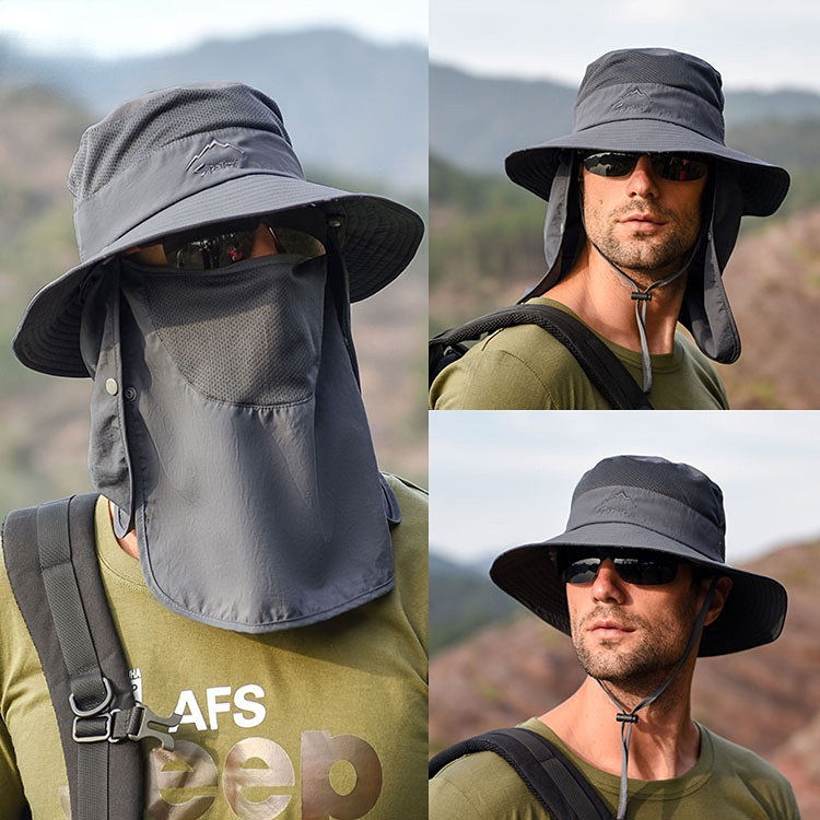 Fishing Bucket Fisherman Sun Cap Hat With Face Mask Cover UPF 50+ Sun Protection And Neck Flap For Man And Women