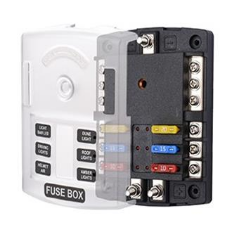 Porte-fusible : bloc de fusibles à lames 6 voies 300 A avec indicateur LED et couvercle de protection