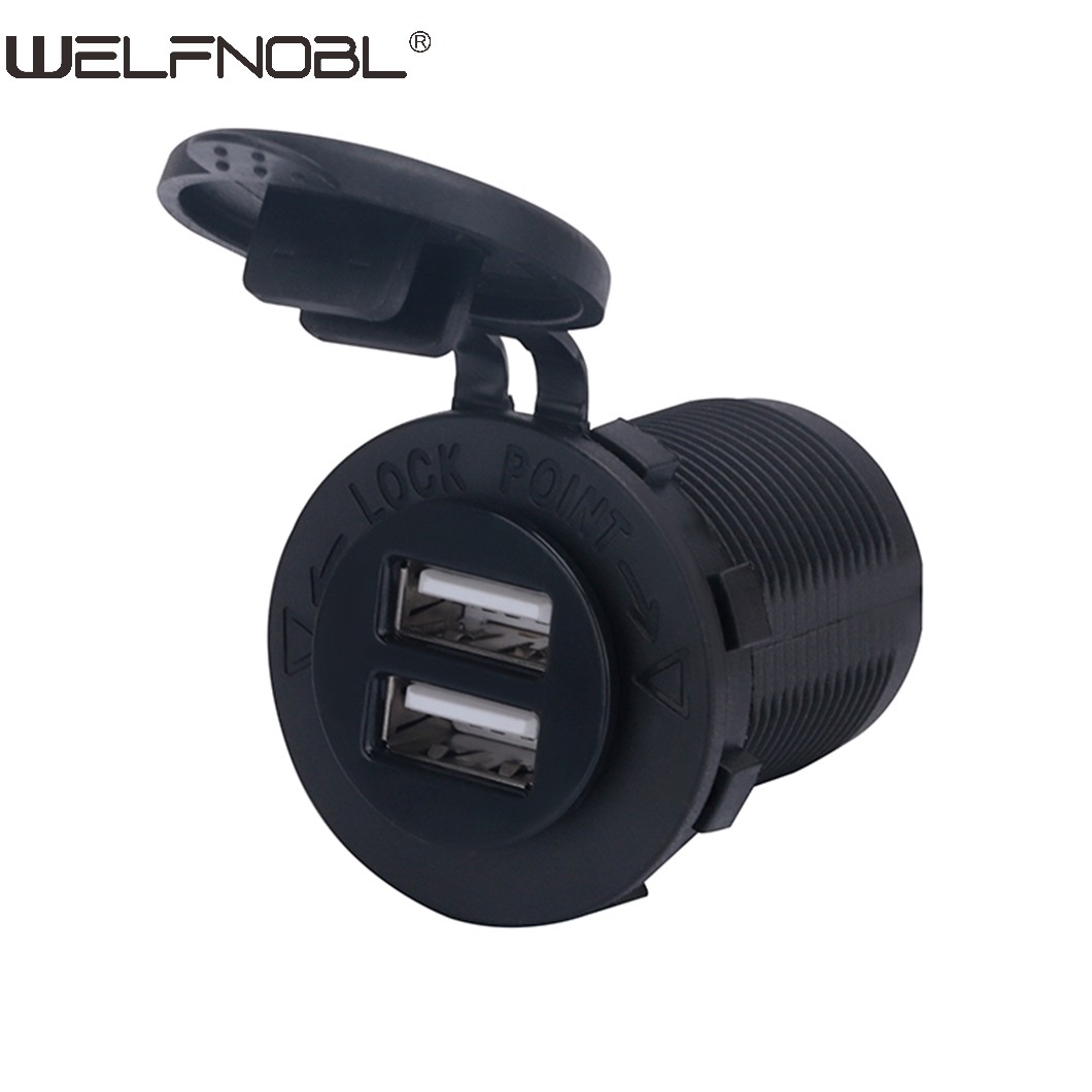 Dual USB Car Charger & 12~24V Power Socket Plug