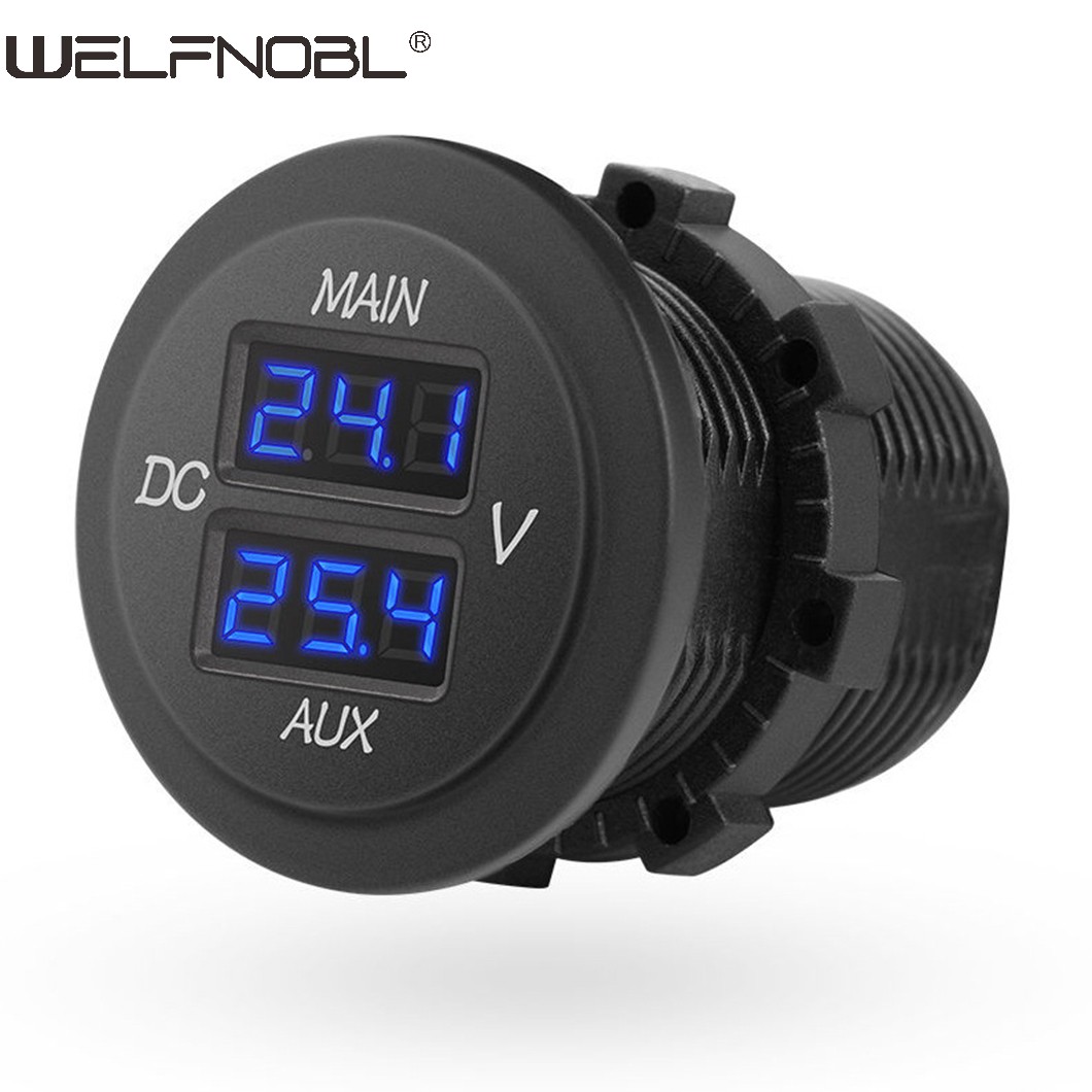 AUX Main Dual LED Автомобильный вольтметр Напряжение