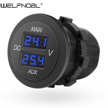 AUX Main Dual LED Car Volt Meter Voltage