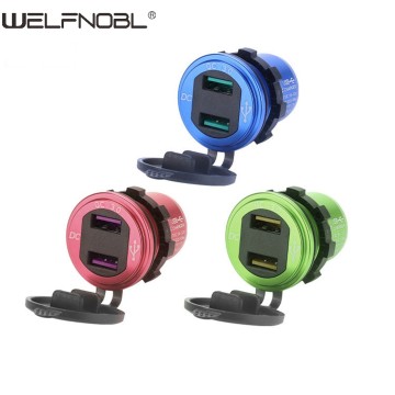 電圧計付きダブルQC3.0 USBソケット