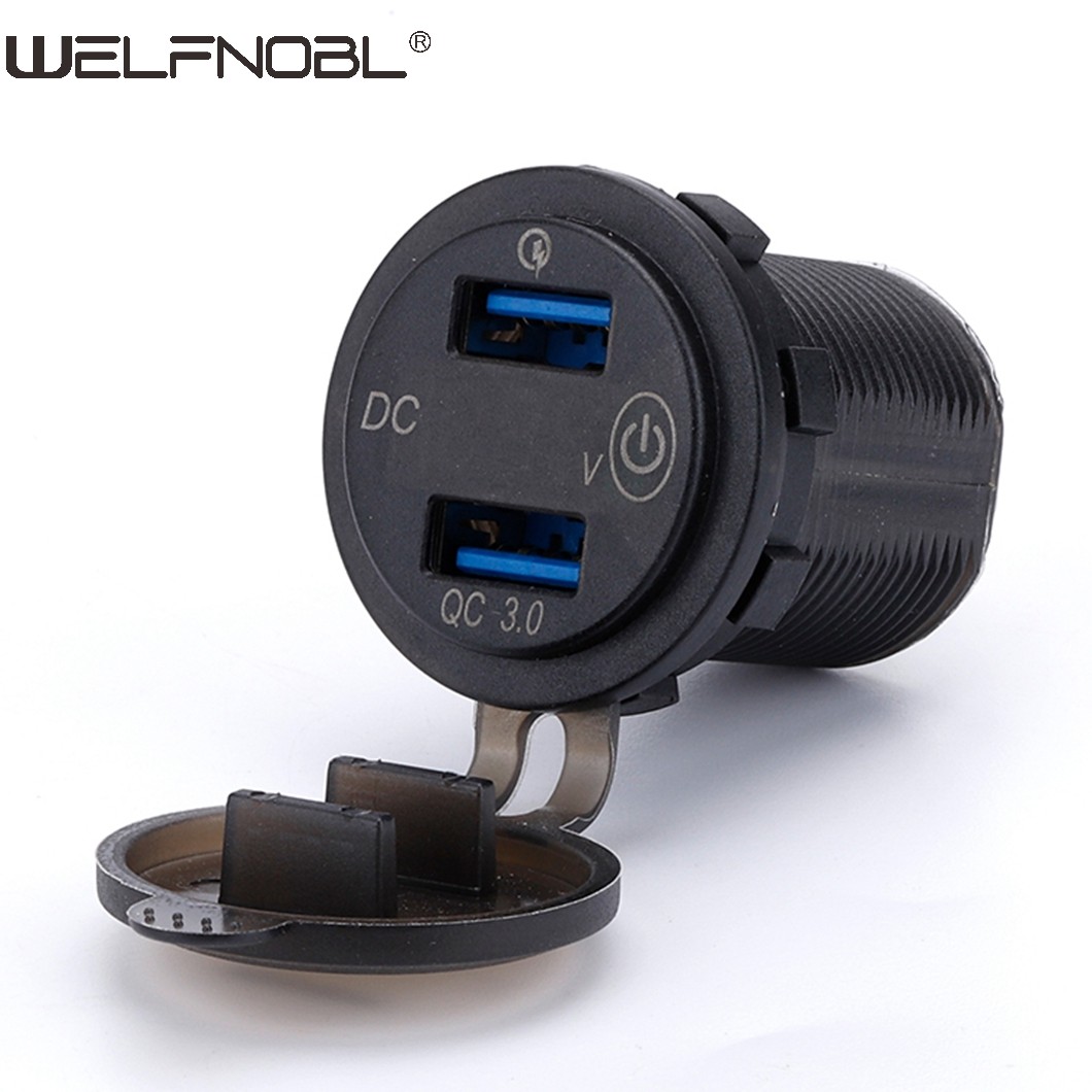 DS015B-T Dual USB QC3.0 12-24 В автомобильное зарядное устройство для сотового телефона