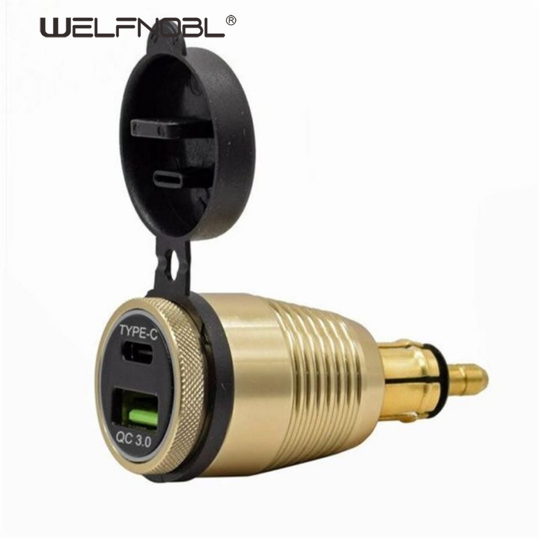 Waterproof Motorcycle USB Charger Socket - 12V Power Outlet with Dual QC3.0 Ports
