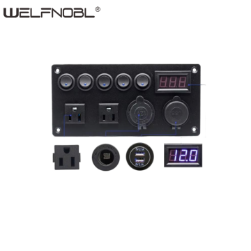 2 Gang Rocker Switch Panel with 3.1A USB Charger Voltmeter