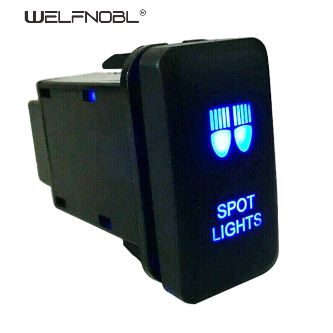 12V Car LED SPot LIGHTS Blue Push Button Switch