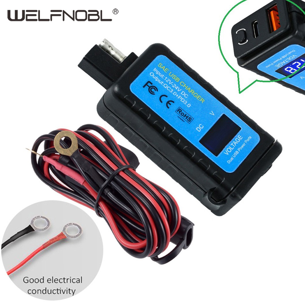Motorcycle Phone USB Charger Adapter SAE