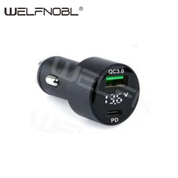 2 Ports Type-C PD 18W QC3.0 +Type C PD Car Charger