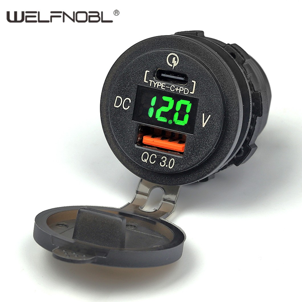 Dual USB C PD3.0 Type C QC3.0 Car Charger Socket
