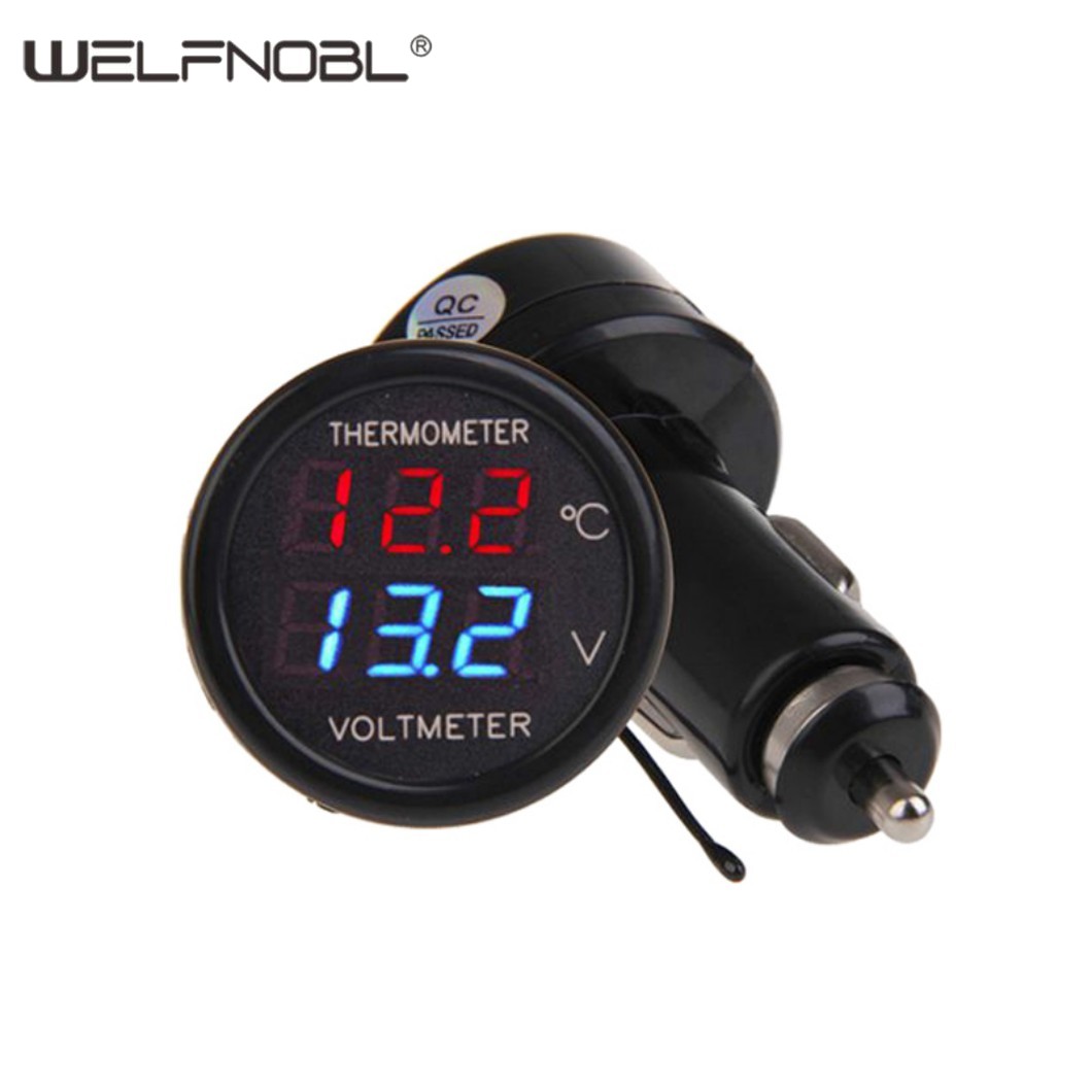 Temperature and Voltage Meters Dual Display Male plug