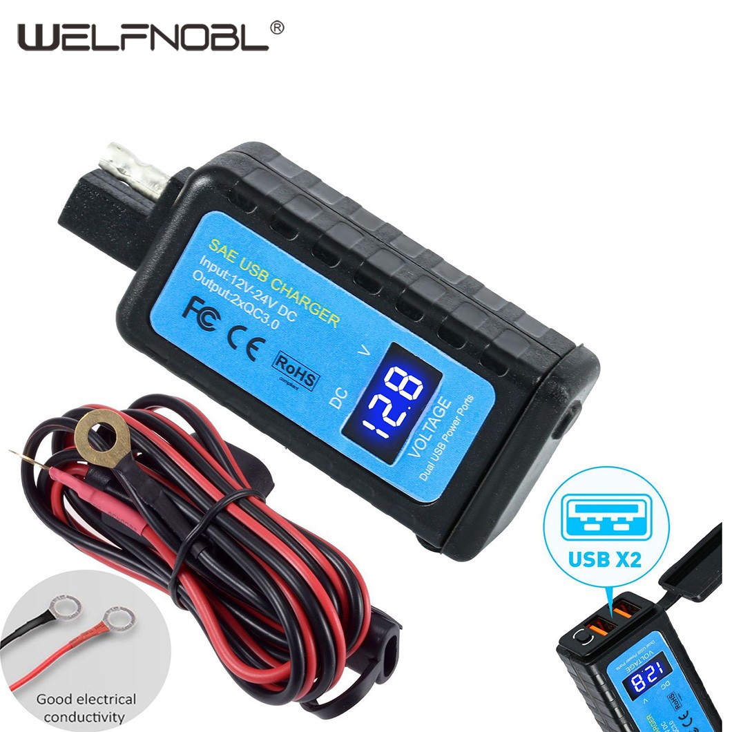Motorcycle Phone USB Charger Adapter SAE