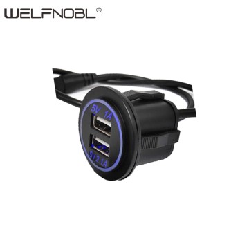 3.1A Dual USB socket square body with lines for boats