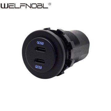 QC5.0 double PD socket with long body for cars