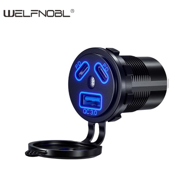 DS037B Dual USB Car Charger Socket - 100W PD & QC3.0 Fast Charging