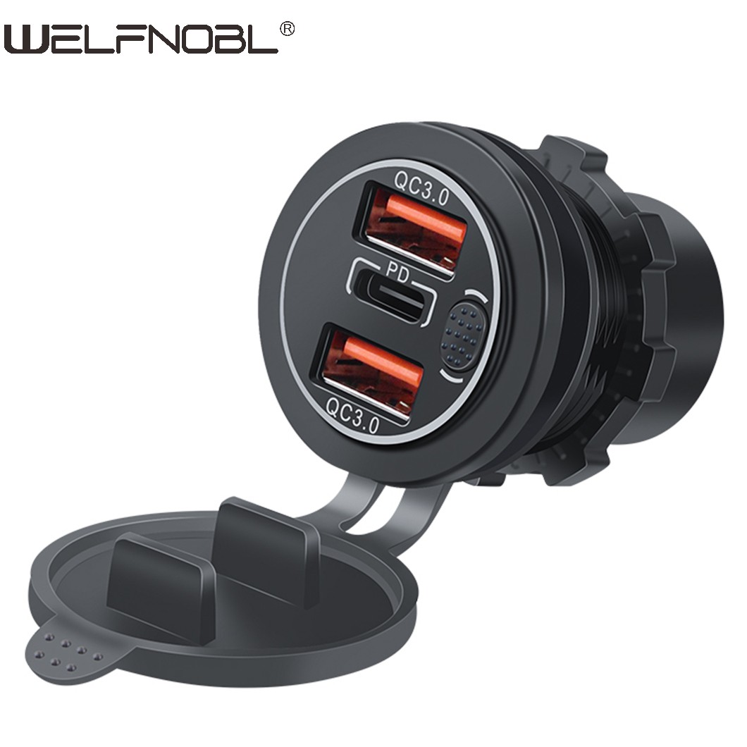 double QC3.0 USB socket and PD with Switch for bus