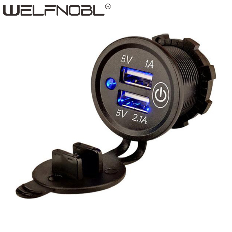 Double Ports Panel Mount 12V USB Charger Socket