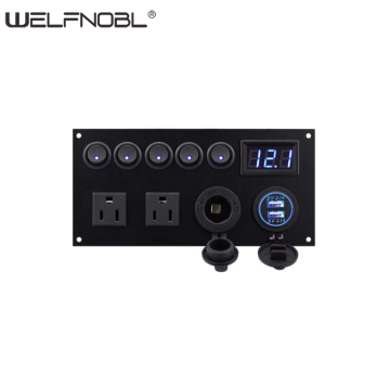 5 Gang Toggle Switch Panel Multi-Functions with Voltmeter