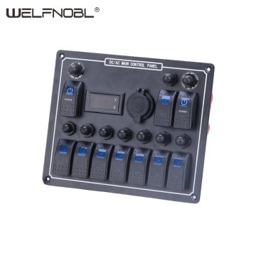 10 Gang 15A LED Toggle Car Auto Marine Boat RV Rocker Switch Panel