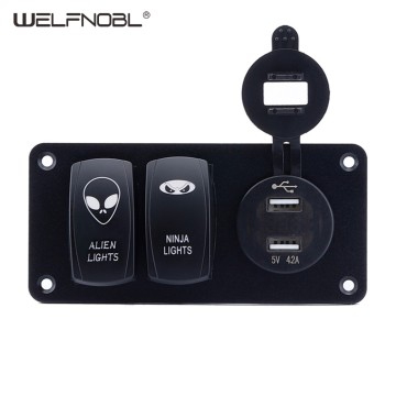 3 Gang customized logo Rocker Switch Panel