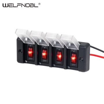 Red Rocker Switch Panel Circuit Breakers