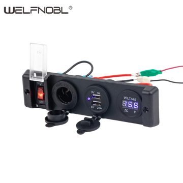 電源ソケット4穴取り付け防水パネル