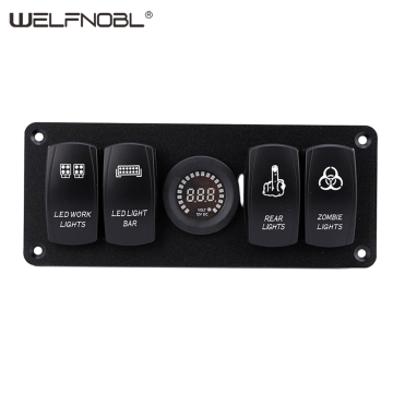 4 gang ship switch Laser carved panel with voltmeter