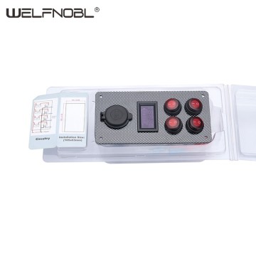 4-round Rocker Switch Mini Square Voltmeter Dual USB Car Charging