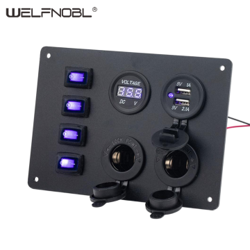 デュアルUSBスロットソケット付き4ギャングロッカースイッチパネル