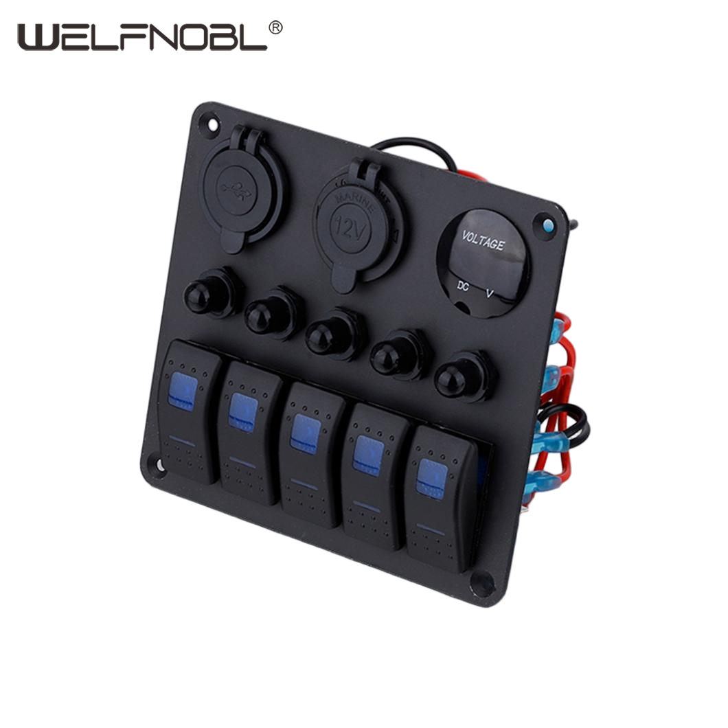 5 Gang Control Boat Rocker switch Panel