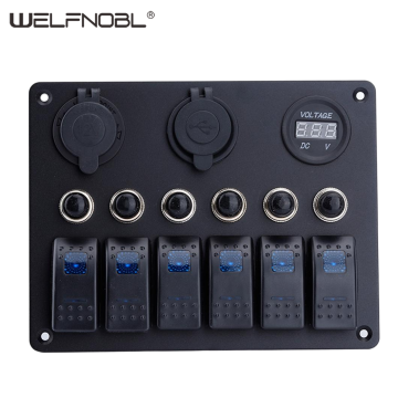 Marine Boat Car 6 Gang Rocker Switch Panel