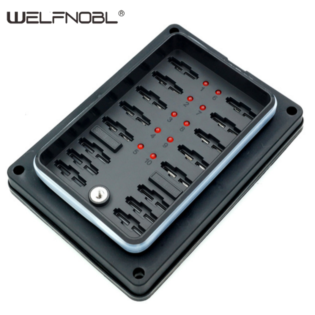 10 Way Automative Fuse Box Holder with Waterproof Cover