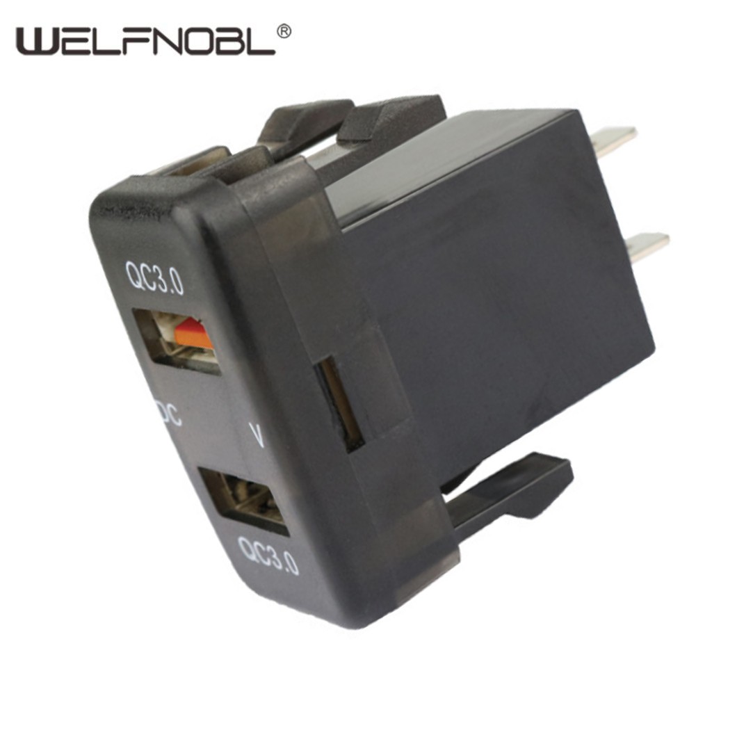 Dual QC3.0 USB Charger with built-in voltmeter for Toyota car