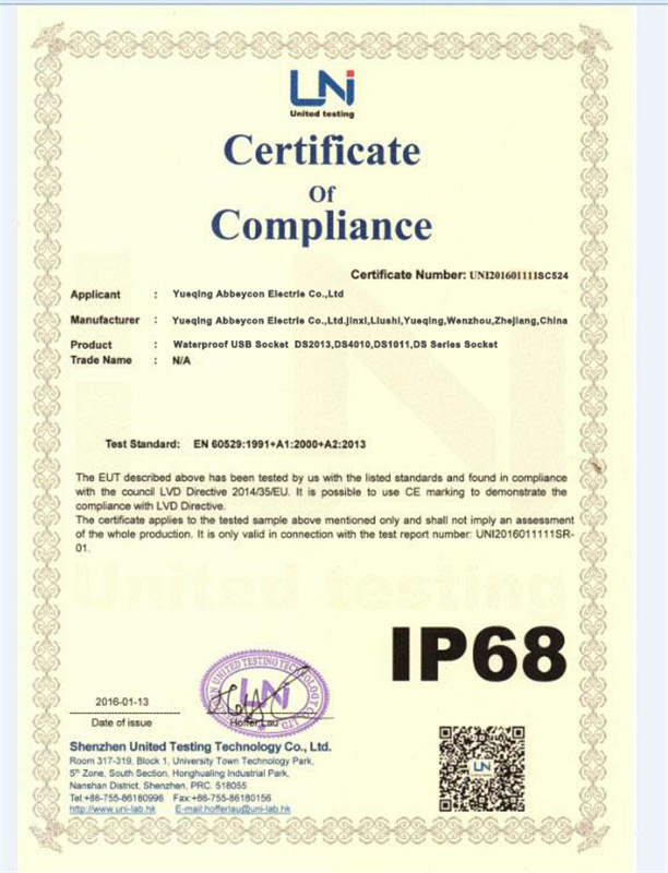 IP68 Certification